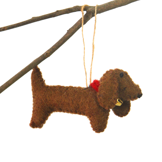 Dachsund Santa Dog Wool Felt Classic Ornament