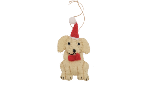 Golden Labrador Santa Dog Wool Felt Classic Ornament