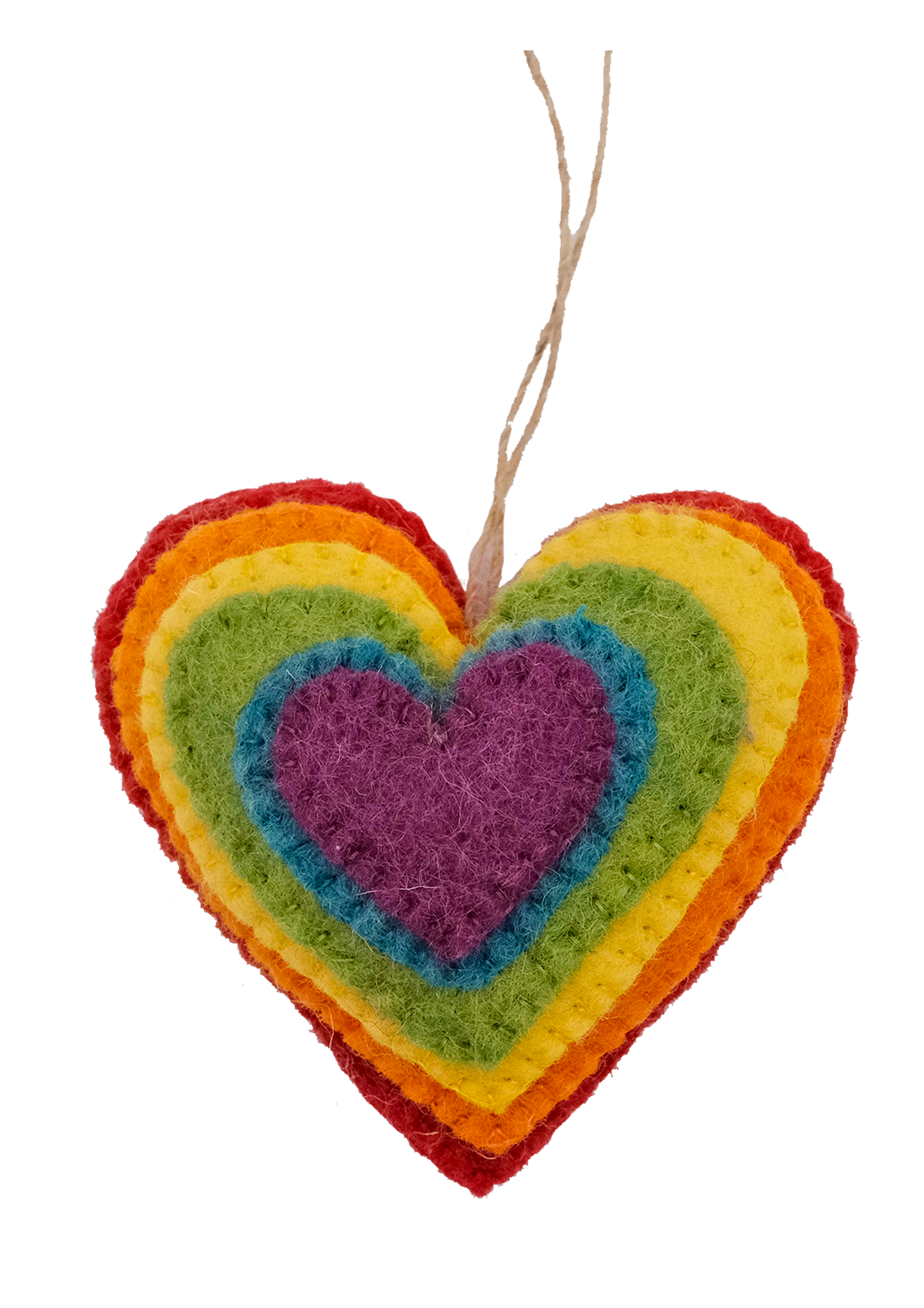 Rainbow Love Heart Handmade Felt Ornament