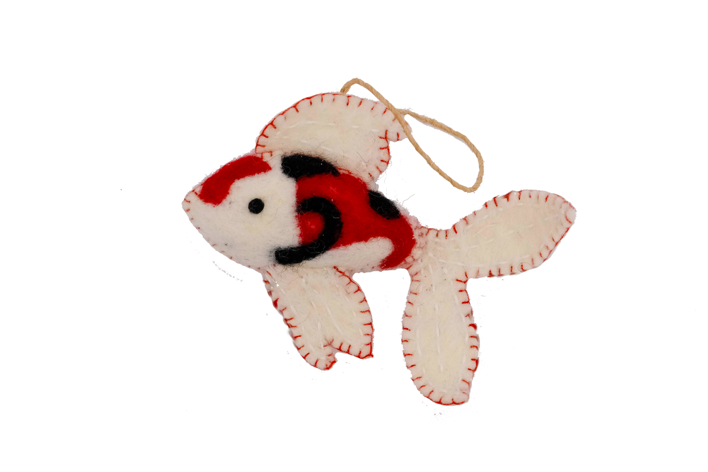 Red and Black Koi Fish Handcrafted Felt Ornament