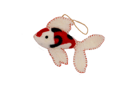 Red and Black Koi Fish Handcrafted Felt Ornament