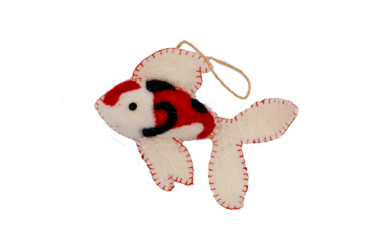 Red and Black Koi Fish Handcrafted Felt Ornament