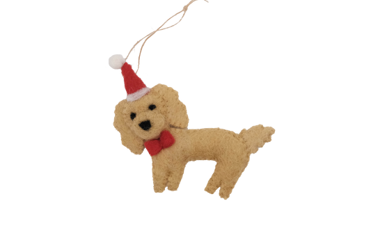 Labradoodle Santa Dog Wool Felt Ornament