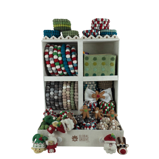 Global Groove Life Counter Top Display Unit Kitchen Hutch for Homeware. Holds trivets, coasters, napkin rings & coin purses.