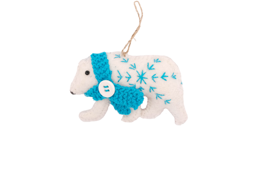 Retro Kai Polar Bear with Turquoise Scarf Ornament