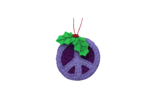 Purple Peace Sign Wool Felt Ornament