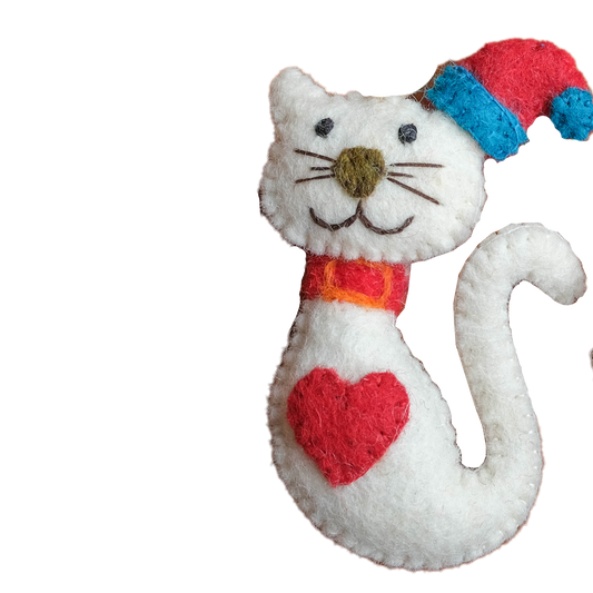 Retro Kitty Cat in the Santa Hat Ornament