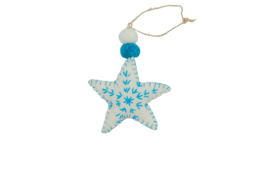 Turquoise Snowflake Star Ornament