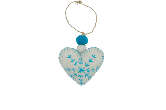 Turquoise Snowflake Heart Ornament