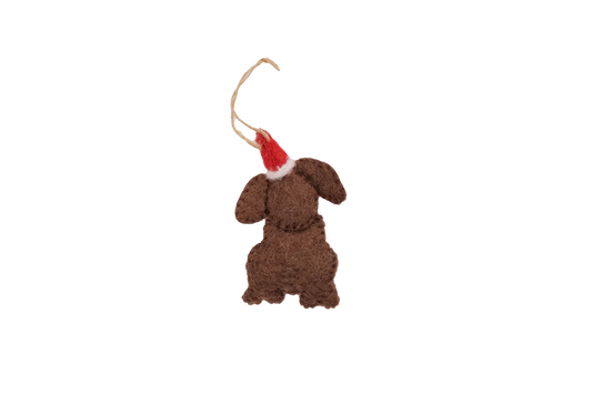 Chocolate Labrador Santa Dog Wool Felt Classic Ornament