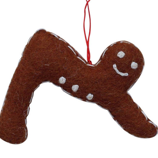 Gingerbread Yogi Felt Ornament - Downward Facing Dog Pose - Global Groove (H) - Global Groove Life