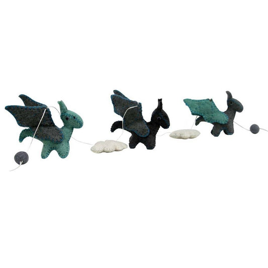 Felt Dragon Garland - Blue Colors - Global Groove - Global Groove Life