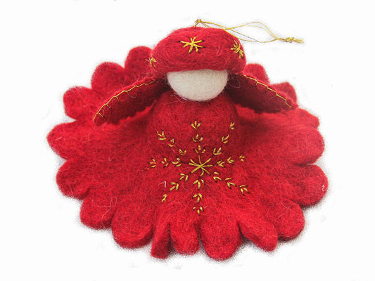 Red Angel Flower Fairy Ornament